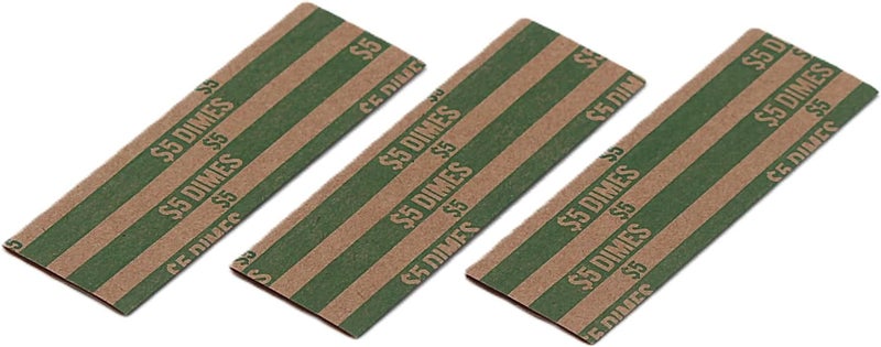 Huron Flat Coin Wrapper, Dime Rolls $5 Green (250 pcs) - Image 4
